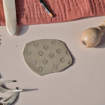 Mini ceramic stamp atom design, clay stamp electron science, pottery tool DIY handmade decoration