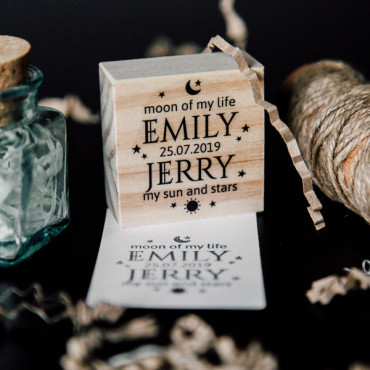Custom wedding stamp Moon of my life, My sun and stars for geeky wedding decorations