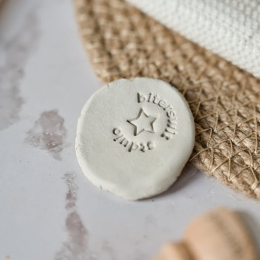 Custom pottery stamp with star, personalized name stamp for clay, ceramic signature stamp