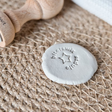 Sello nombre personalizado con estrella, firma cerámica artesanal, sello para piezas de barro