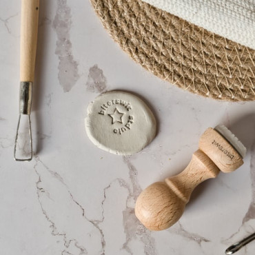 Pottery stamp personalized with star and name, ceramic maker mark stamp
