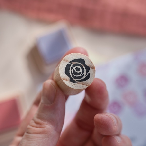 Mini rose stamp for scrapbooking and journaling, floral rubber stamp for wedding tags invitations DIY stationery