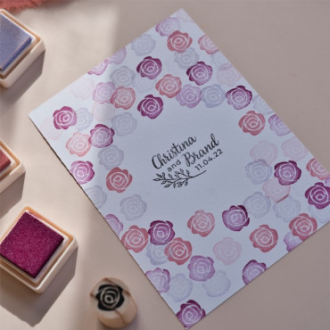 Sello mini rosa grabado para journaling y scrapbooking, sello floral para bodas, invitaciones y detalles DIY