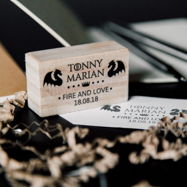 Geeky wedding custom stamp Fire and Love
