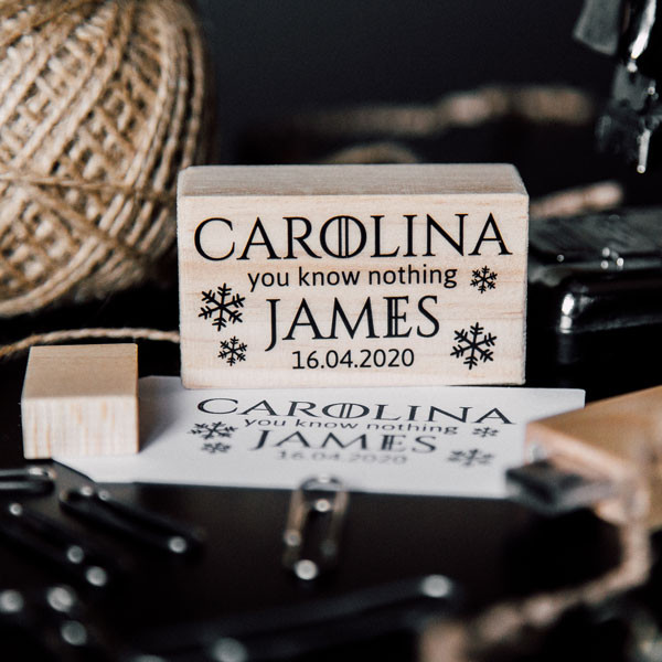 Geeky wedding custom stamp You know nothing for a winter wedding