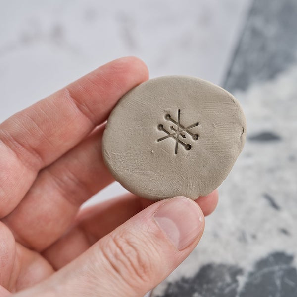 Sello para arcilla con símbolo alquímico personalizado, textura cerámica, estampador de elementos alquímicos