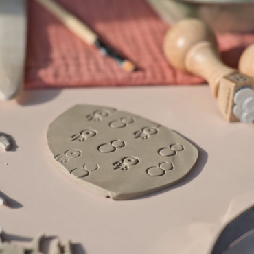 Clay stamp alquímico con iconos dibujados a mano, sello de textura para cerámica artesanal