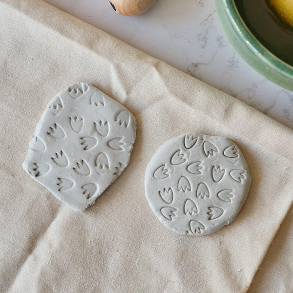 Sello para cerámica mini tulipán, sello para arcilla con diseño orgánico, textura para cerámica y arcilla