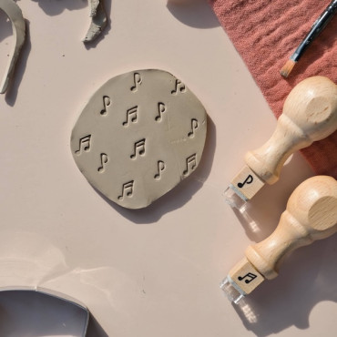 Mini sello musical para barro y arcilla polimérica | Decoración cerámica para amantes de la música