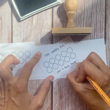 Coffee Loyalty Card Maker Stamp Set, Customer Reward Stamp Kit for Cafe, Bakery and Food Truck