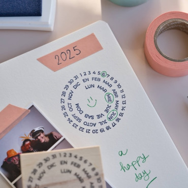 Sello Calendario Redondo para Planner | Fecha Perpetua para Diario Creativo y Bullet Journal