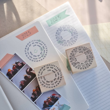 Date Tracking Stamp for Memory Keeping | Round Perpetual Calendar for Journals and Planners