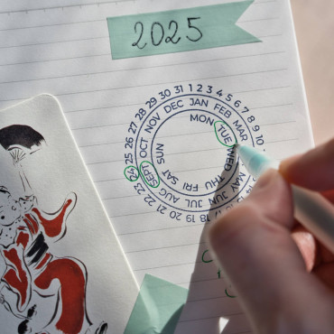 Sello Fecha Perpetua para Scrapbooking | Calendario Redondo Decorativo para Recuerdos y Eventos