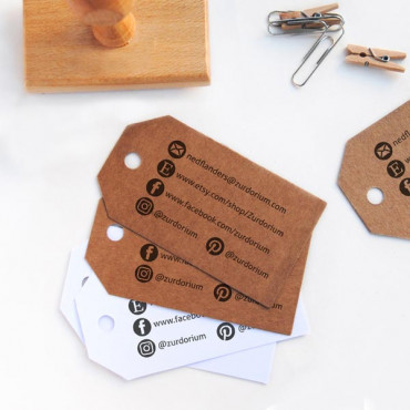 Custom business card stamp Social Media handles by biterswit
