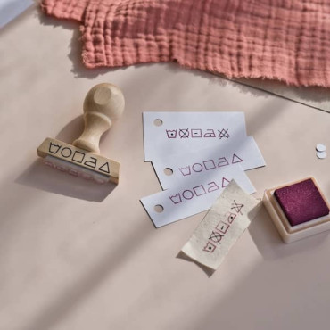 Sello con iconos de cuidado textil | Crea etiquetas de lavado para ropa handmade, bolsos y decoración