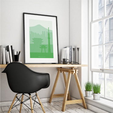 Downloadable art print Tokyo city minimal in green colors by biterswit Downloadable art print Tokyo city minimal in green colors by biterswit