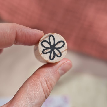 Sello mini margarita doodle de madera | Flor dibujada a mano para scrapbooking, journaling, happy mail y tarjetas