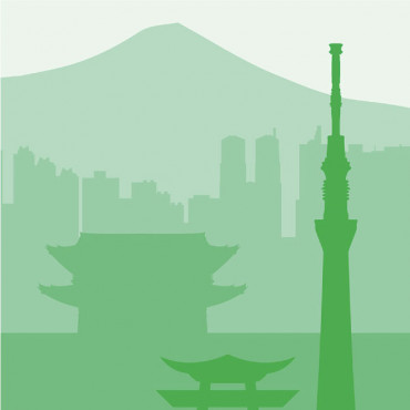 Downloadable art print Tokyo city minimal in green colors by biterswit Downloadable art print Tokyo city minimal in green colors by biterswit