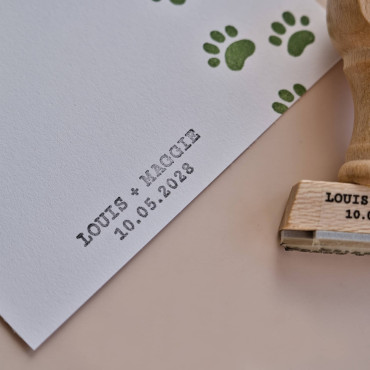 Sello ex libris personalizado con nombre y año, tipografía máquina de escribir vintage, sello para libros