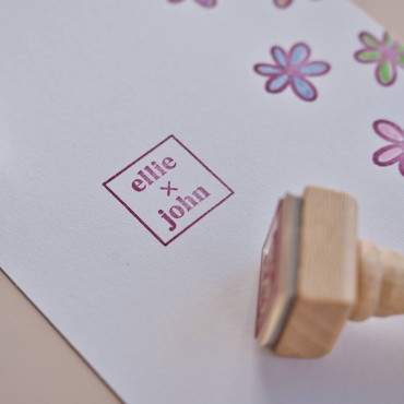 Sello personalizado para boda con dos nombres, sello cuadrado para invitaciones, sobres y papelería DIY
