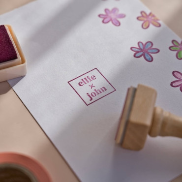 Sello personalizado con nombres para bodas y eventos, sello cuadrado elegante para invitaciones y sobres