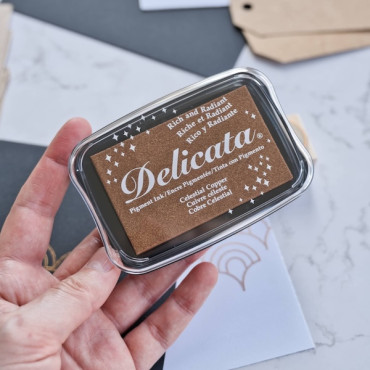 Tinta pigmentada cobre metálico Delicata Celestial Copper grande para sellos, tarjetas, bodas y manualidades
