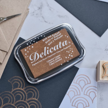 Tinta Delicata Celestial Copper grande, tinta pigmentada metálica cobre para sellos, bodas y papelería