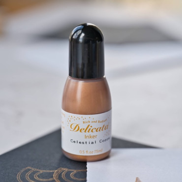 Recarga Delicata Celestial Copper, tinta pigmentada metálica cobre para rellenar tu almohadilla de tinta