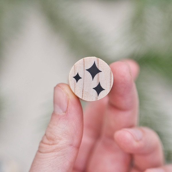 Sello de estrellas mágicas de 4 puntas para packaging, papel de regalo, etiquetas y manualidades de Navidad