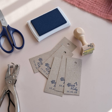 Sello personalizado de boda con nombres y estrellas, fecha opcional, para etiquetas kraft, sobres y regalos