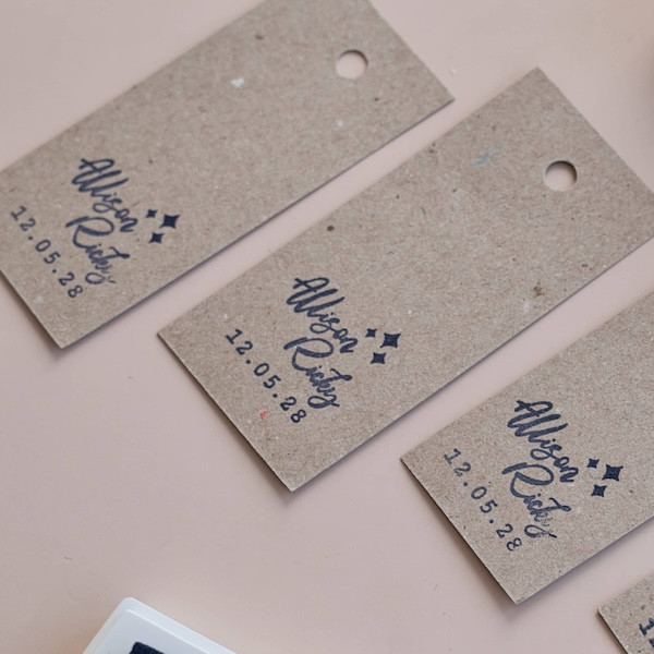 Sello personalizado para bodas con nombres, estrellas y fecha, sello para invitaciones, sobres y etiquetas kraft