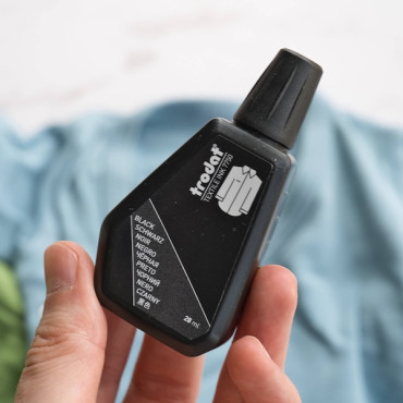 Tinta negra para marcar ropa con sellos automáticos Trodat, recarga textil 7750 de 28 ml para prendas y uniformes