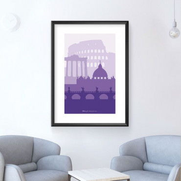 Rome minimal skyline in purple shades Printable wall art print by biterswit