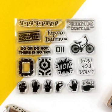 Geeky scrapbook acrylic stamp set