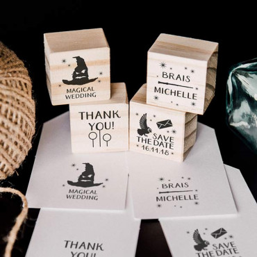 4 wedding stamp set Magic Wand for magic-themed weddings