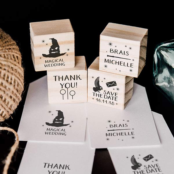 4 wedding stamp set Magic Wand for magic-themed weddings
