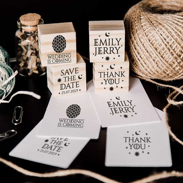 4 wedding stamp set Moon of my Life, my Sun and Stars for geeky-themed weddings