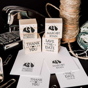 4 wedding stamp set Wedding is Coming for geeky-themed wedding decorations