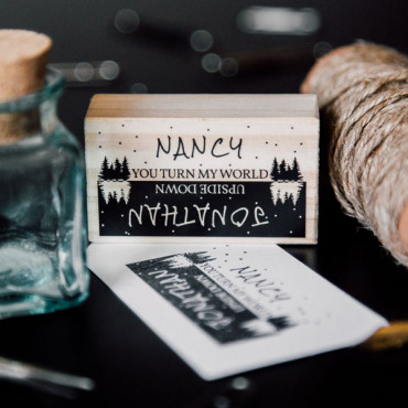 Wedding custom stamp You turn my world upside down