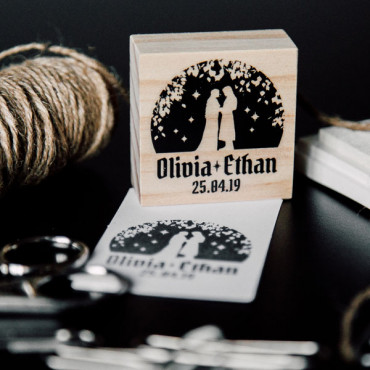 Geeky wedding custom stamp Elven Magic Forest