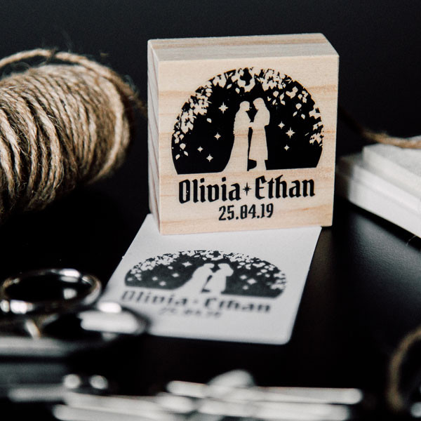 Geeky wedding custom stamp Elven Magic Forest