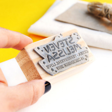 Wedding custom stamp Love from another planet surrounded by stars