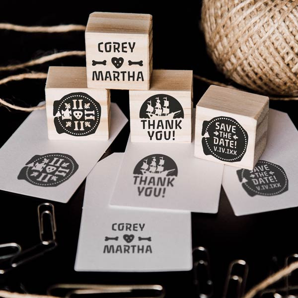 4 wedding stamp set for decor a Pirate-themed wedding