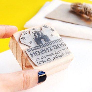 Geeky custom address stamp for Gamer Family gift