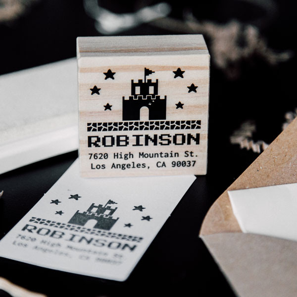 Geeky custom address stamp for Gamer Family gift