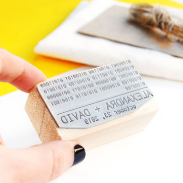 Geeky wedding custom stamp Nerd Love with binary code
