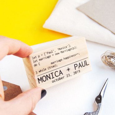 Nerd wedding custom stamp Java Programmer