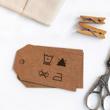 Personalize your care labels with our laundry symbol stamps, perfect for small brands.