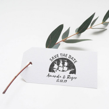 Custom nautical-themed wedding stamp Sailboat with name and date