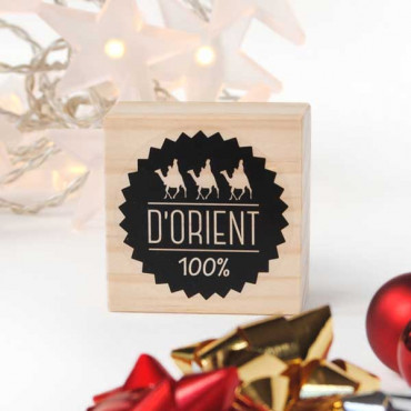 Christmas rubber stamp "D'Orient" (catalan). Create festive tags and cards with fun, customizable stamps.